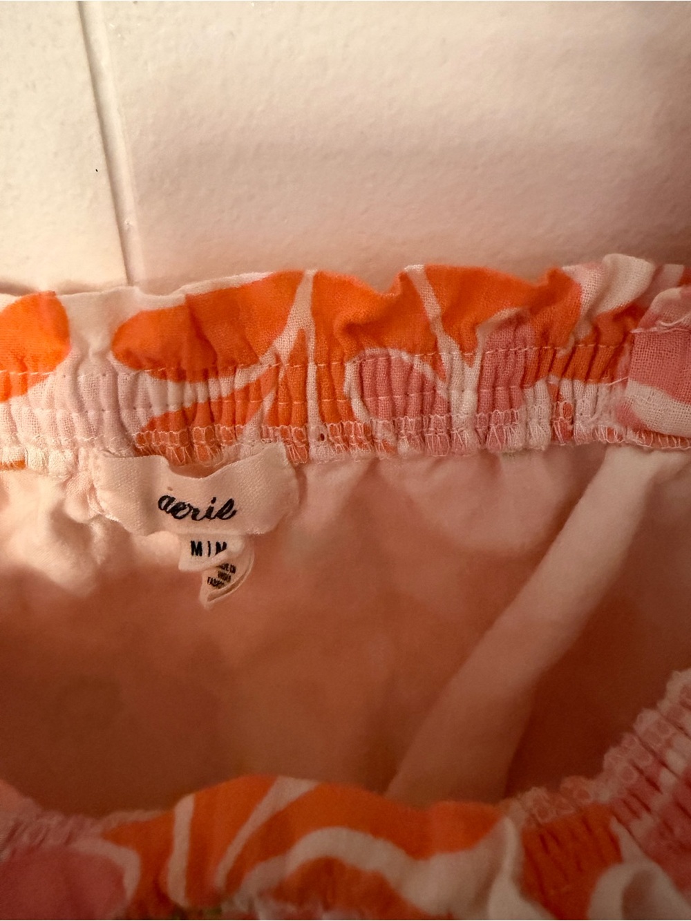 Aerie Floral Ruffle Crop Top - Pink & Orange - Picture 2 of 3